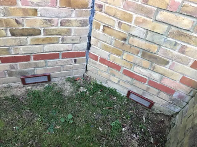 Mesh air brick covers fitted to keep rats and mice out